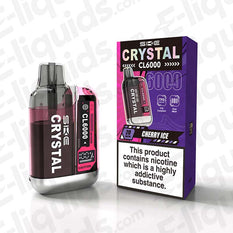 Cherry Ice SKE Crystal CL6000 Prefilled Vape Pod with packaging featuring sweet cherry flavor and 20mg nicotine.