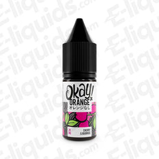 Cherry Liquorice Nic Salt E-liquid by Okay Orange, 10ml bottle, 20mg strength, featuring cherry and bold aniseed flavors.