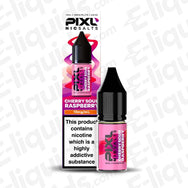 PIXL Nic Salt Vape Juice Cherry Sour Raspberry with 10ml bottle featuring cherry and raspberry flavor nic salt e-liquid.