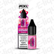 PIXL Nic Salt Vape Juice Cherry Sour Raspberry, 10ml bottle, 20mg nicotine strength, sweet cherry and tangy raspberry flavor
