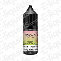 Cherry Lime Nic Salt E-liquid by Elux Legend, bottle design, 10mg and 20mg nicotine options, fresh flavor for MTL vaping.