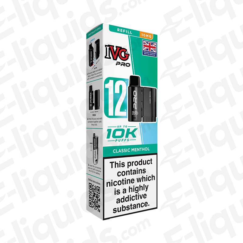 IVG Pro 12 10mg Prefilled Pods Classic Menthol