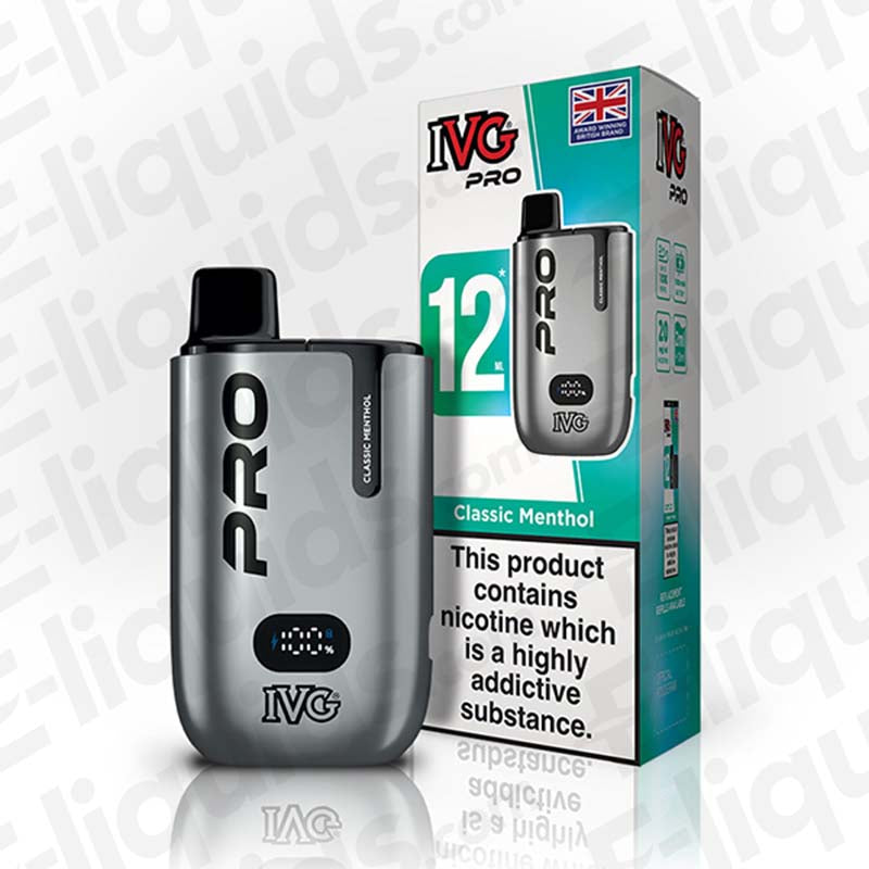 IVG Pro 6000 disposable vape in classic menthol flavor with LED battery display and stylish design.