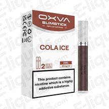 OXVA Slimstick Cola Ice Prefilled Pod 2-pack 2ml 20mg nic salt pods in white and cola-brown packaging with slim all-metal pod.