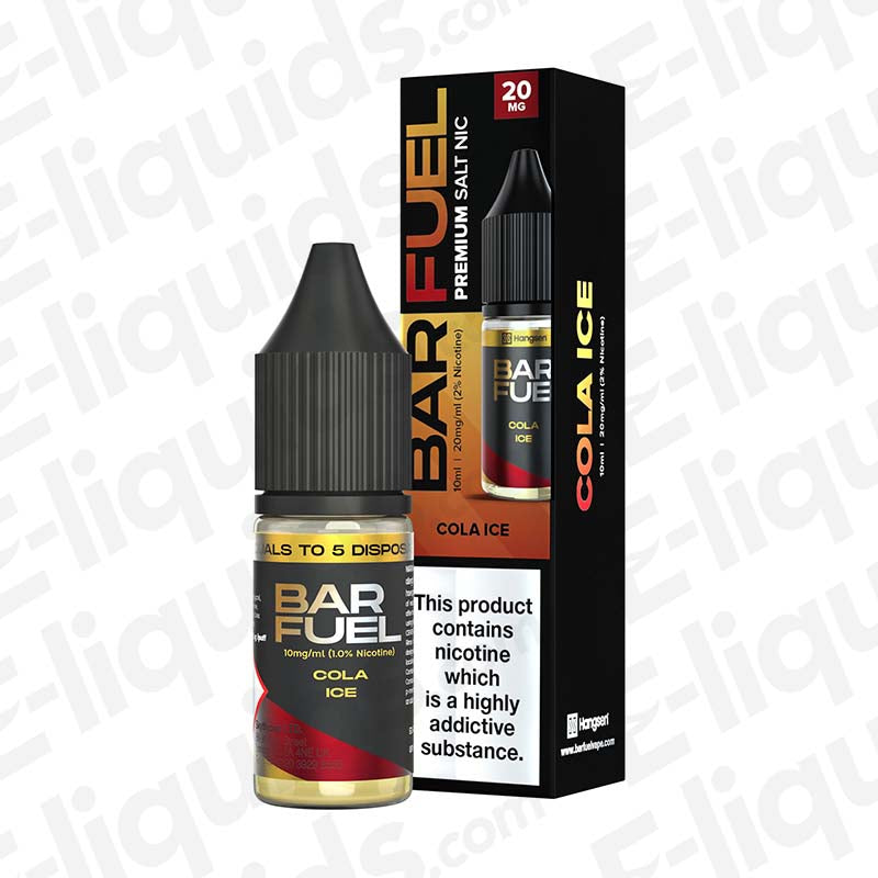 Cola Ice Nic Salt E-liquid by Bar Fuel, featuring menthol freshness in a 10ml bottle.