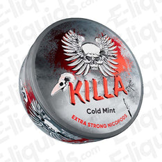 Killa Cold Mint Extra Strong Nicotine Snus Pouches can featuring logo and design, 20 pcs for refreshing mint flavor.