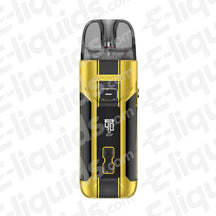 Vaporesso Luxe X Pro Dazzling Yellow Vape Pod Kit with anti-leak design and durable build.