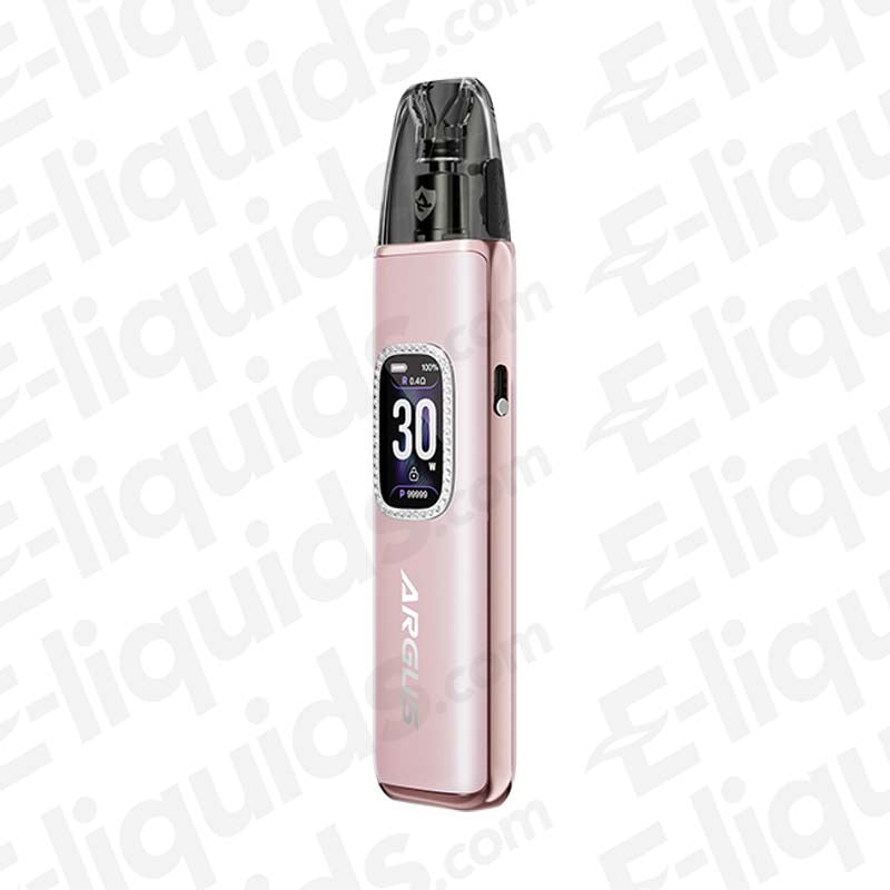 Voopoo Argus G3 Diamond Pink vape pod kit with TFT screen and 2ml cartridge, ideal for MTL and RDL vaping.