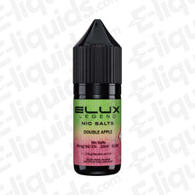 Elux Legend Double Apple Nic Salt E-liquid with 20mg nicotine in a compact 10ml bottle.