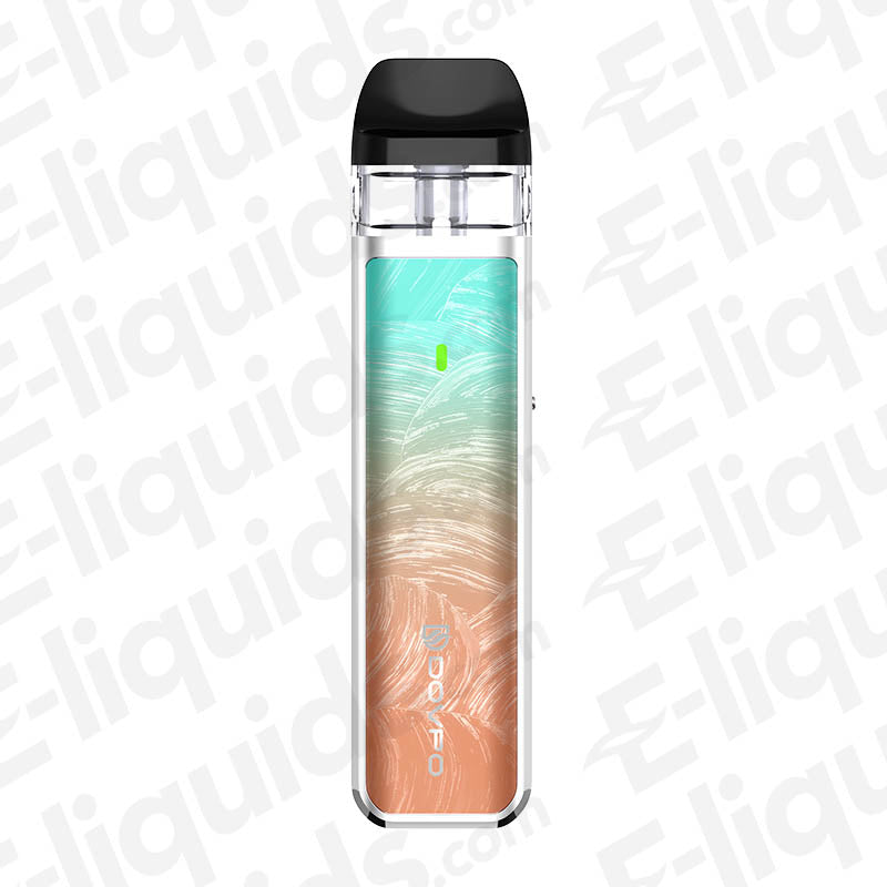 Dovpo Ayce Mini Pod Kit in a gradient blue and orange color, compact vaping device designed for on-the-go performance.