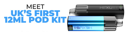 UK's first 12ml pod kit, Hexus, in black and blue variations