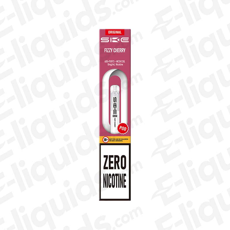 SKE Bar 600 0mg Fizzy Cherry Prefilled Pod: A nicotine-free replacement pod featuring 2ml of sweet cherry with a sparkling, effervescent soda sensation.