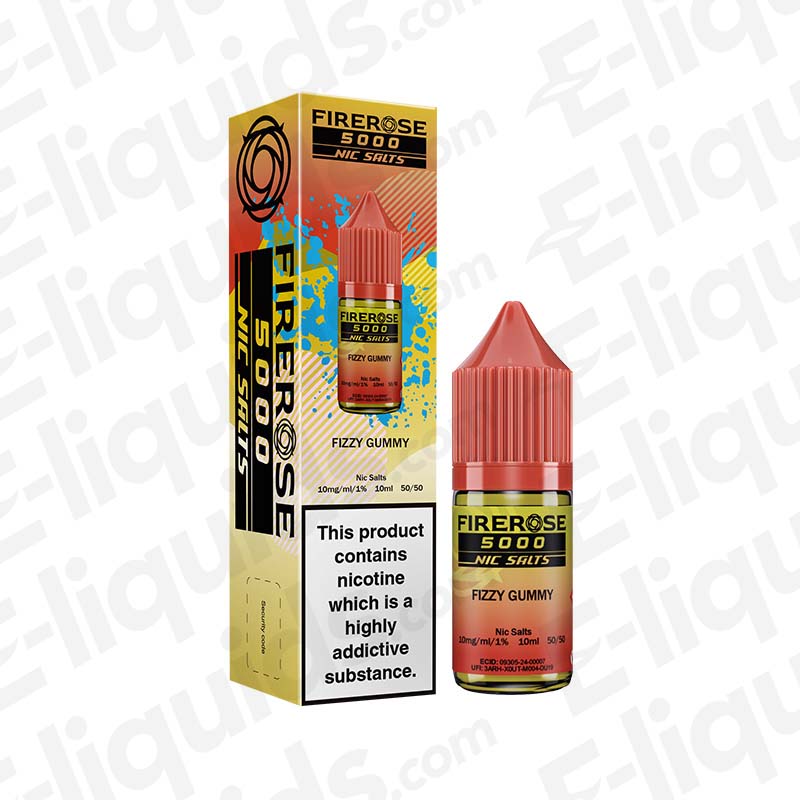 Fizzy Gummy Firerose 5000 Nic Salt E-liquid by Elux in a colorful bottle and packaging showcasing sweet gummy bear flavor.