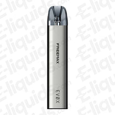 FreeMax EVOX Vape Pod Kit in sleek silver, designed for beginner and experienced vapers with adjustable airflow.