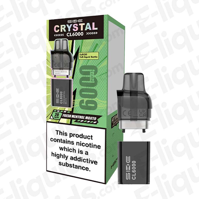 SKE Crystal CL6000 Fresh Menthol Mojito 20mg Prefilled Pods