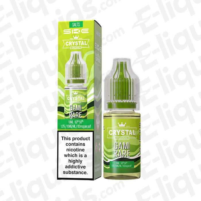 Gami Rare Nic Salt E-liquid by SKE Crystal in 10ml bottle, recommended for MTL vape devices, 10mg and 20mg nicotine.