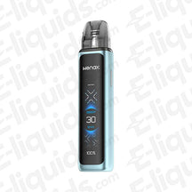GeekVape Wenax Q Ultra Vape Pod Kit in blue, featuring a built-in battery and LED display for user-friendly vaping.