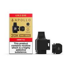 Gold Bar Apollo Cherry Fizz Tank & Refill Pod with nicotine, featuring Capsule Click Technology and 20mg Nic Salts.