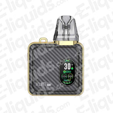 OXVA Xlim SQ Pro Vape Pod Kit with carbon fiber design and LED display, ideal for compact on-the-go vaping.