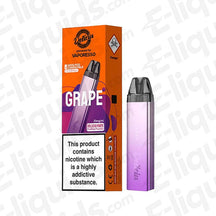 Vaporesso Deliciu Mate Vape Pod Kit in grape flavor with nicotine warning and compact design.