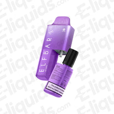 Grape Elf Bar AF5000 Rechargeable Disposable Vape with 2ml pod and 10ml container for long-lasting sessions.