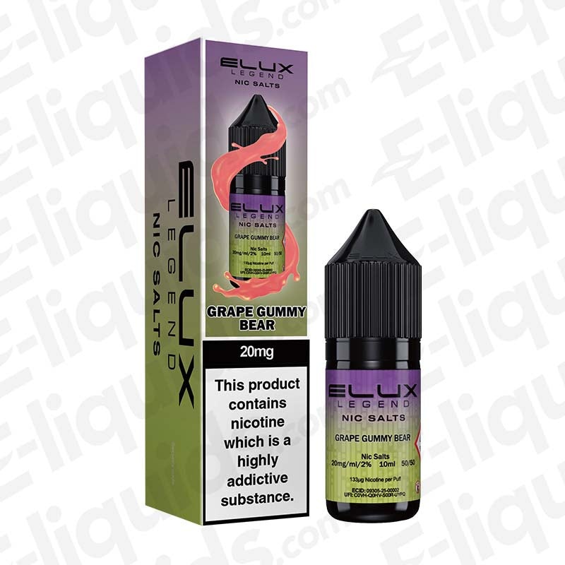 Elux Legend Grape Gummy Bear 10mg Nic Salt E-liquid