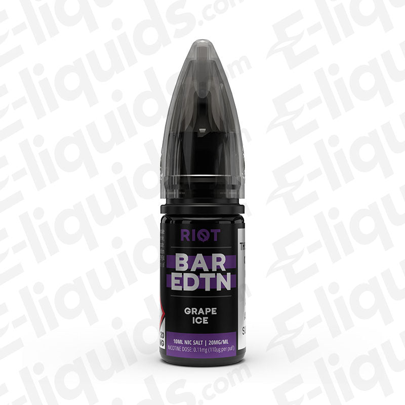 Grape Ice Bar Edition Nic Salt E-liquid by Riot Squad in a compact 10ml bottle, perfect for MTL vaping.