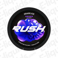 Rush Grape Ice Extreme Nicotine Pouches 30mg container, featuring grape and ice flavor, tobacco-free, 20 portions per can.
