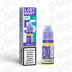 Lost Mary Nic Salt Vape Juice Grape Ice 5mg strength 10ml bottle with device requirement for pod kits and starter kits.