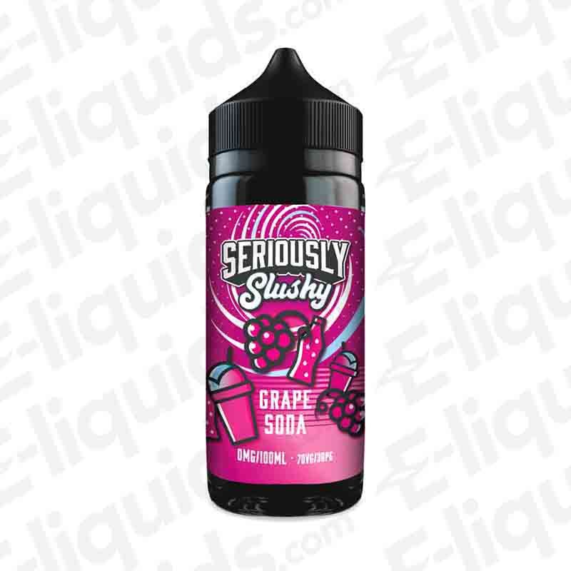 Grape Soda Seriously Slushy E-liquid by Doozy Vape Co, 100ml bottle, featuring grape and ice flavors for sub-ohm vaping.