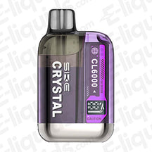 SKE Crystal CL6000 disposable vape device in purple design with digital display and CAUTION label.