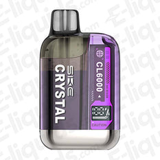 SKE Crystal CL6000 disposable vape device in purple design with digital display and CAUTION label.