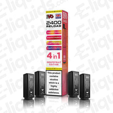 IVG 2400 4 In 1 Prefilled Pods - Grapefruit Edition, featuring 4 flavors and 2400 puffs, ideal for vaping enthusiasts.