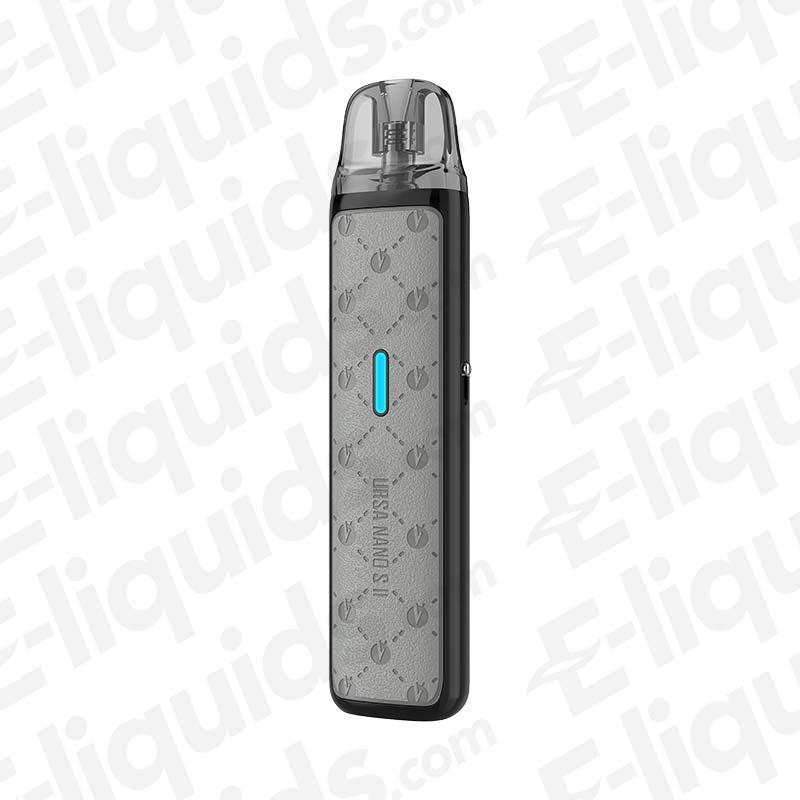 Lost Vape Ursa Nano S 2 vape pod kit featuring a stylish leather design and illuminated button.