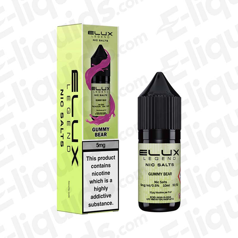 Gummy Bear Nic Salt E-liquid by Elux Legend 10ml bottle and packaging