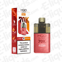 HQD Glow Air 70K Cola Ice & Fantasi Ice Prefilled Pod Kit: A beverage-themed 70,000-puff kit in a red finish, delivering fizzy cola and exotic fruit ice.