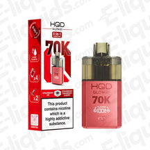 HQD Glow Air 70K Strawberry Ice & Strawberry Cranberry Cherry Prefilled Pod Kit: A dual-flavour 70,000-puff kit in a Bright Red finish, featuring icy strawberry and a complex tri-berry blend.