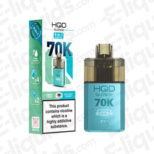 HQD Glow Air 70K Summer Dream & Blue Razz Cherry Prefilled Pod Kit: A refreshing fruit-mix kit in a Cyan finish, blending pineapple, strawberry, and cherry-razz.