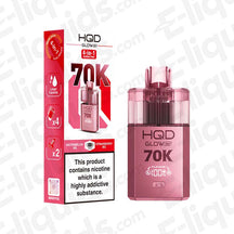 HQD Glow Air 70K Watermelon BG & Strawberry BG Prefilled Pod Kit: A sweet candy-inspired kit in a Pink finish, featuring watermelon and strawberry bubblegum flavours.