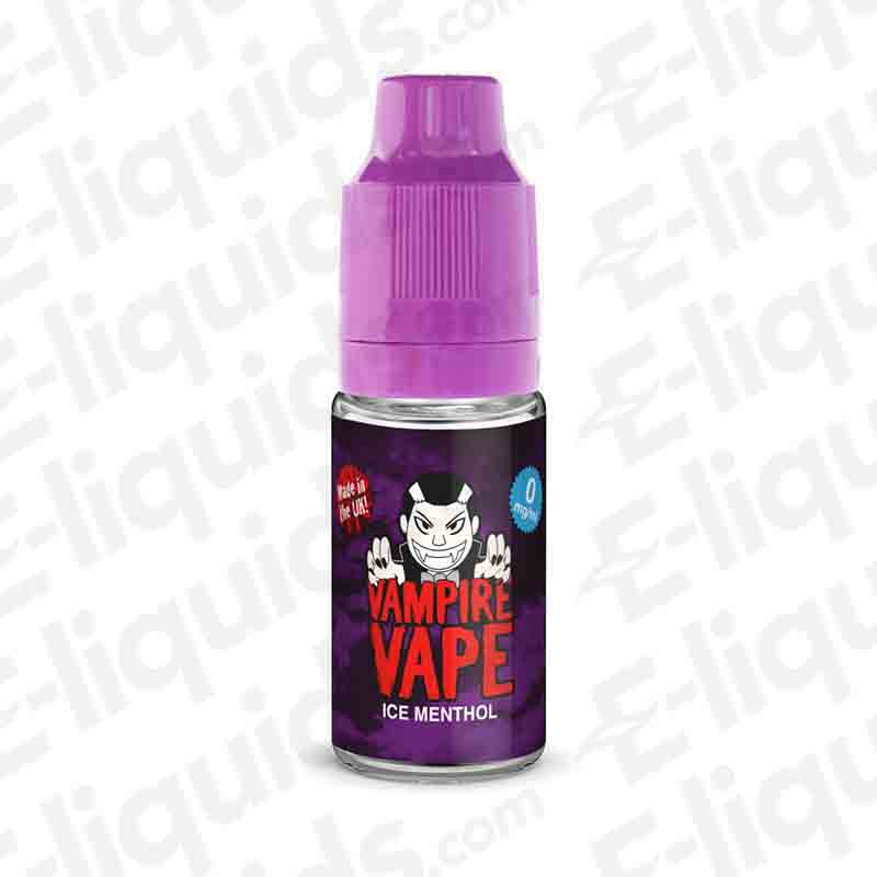 Ice Menthol 10ml E-liquid by Vampire Vape, featuring a mint and menthol flavor in a 60PG/40VG ratio, ideal for pod kits.