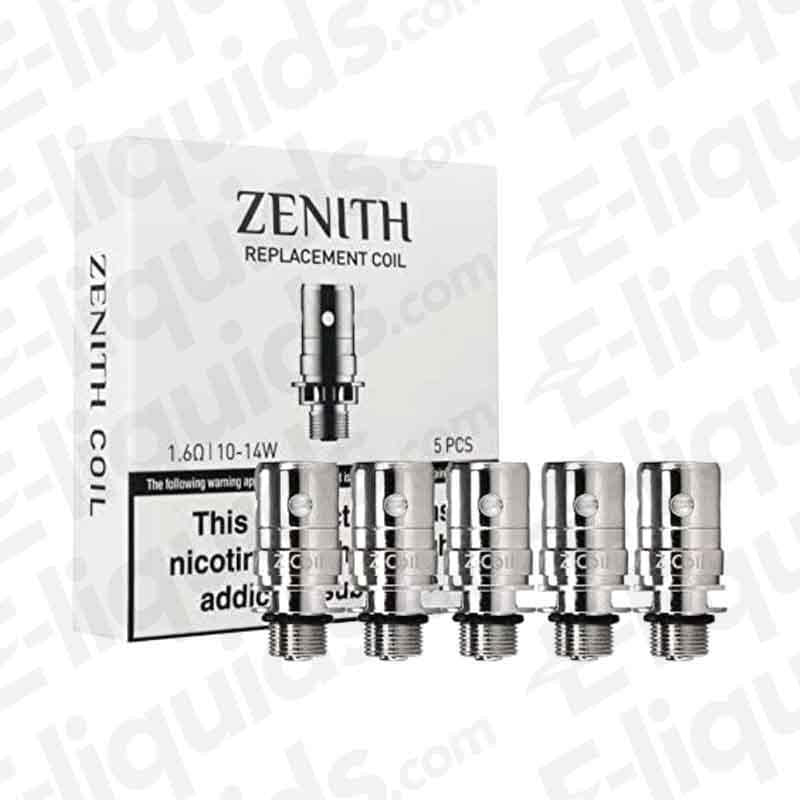 Innokin Zenith Replacement Vape Coils (Pack of 5) for Zenith Tanks and Kits, suitable for MTL and DTL vaping with various e-liquids.