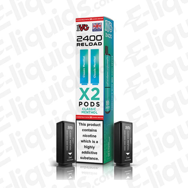 IVG 2400 2 In 1 Prefilled Pods - 2400 Puffs, Classic Menthol, 20mg Strength, 2ml E-liquid Capacity