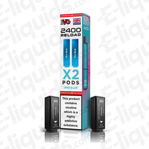 IVG 2400 2 In 1 Prefilled Pods - Box containing 2 Pro Blue pods, 2400 puffs, 20mg strength, 2ml e-liquid capacity.
