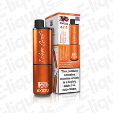 IVG 2400 4-in-1 Rechargeable Pod Kit Juicy Edition with 20mg nic salt e-liquids, 1750mAh battery, and fast USB-C charging.