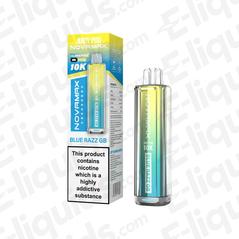 Juicy Pod Novamax 10K Blue Razz GB Prefilled Pod Kit