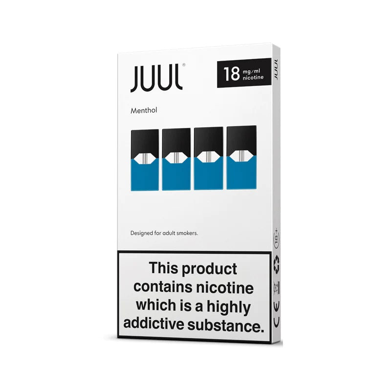 JUUL V2 Menthol Pods 4 Pack with 18mg nicotine, designed for JUUL2 devices, features a refreshing menthol vape flavor.