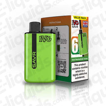IVG SAVR Prefilled Pod Kit in green with box detailing Kiwi Passionfruit Guava flavor and usage instructions.