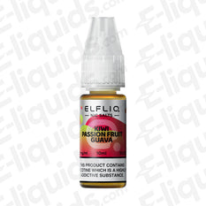 ELFLIQ Kiwi Passionfruit Guava Nic Salt E-liquid bottle with vibrant packaging, 10ml size, showcasing tropical fruit flavors.