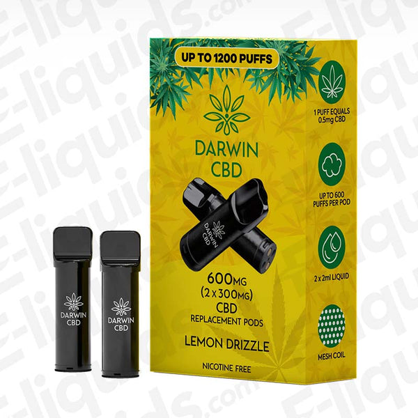 cbd pods for vape pen Darwin 600mg Lemon Drizzle 2 x 300mg Prefilled Pod uwell caliburn x pod vape india Select Flavor ::Lemon Lime Sparkling VOOPOO Drag X/S Pro