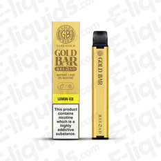 Gold Bar Reload Pod Kit in Lemon Ice flavor, featuring a rechargeable battery and 2% nicotine.